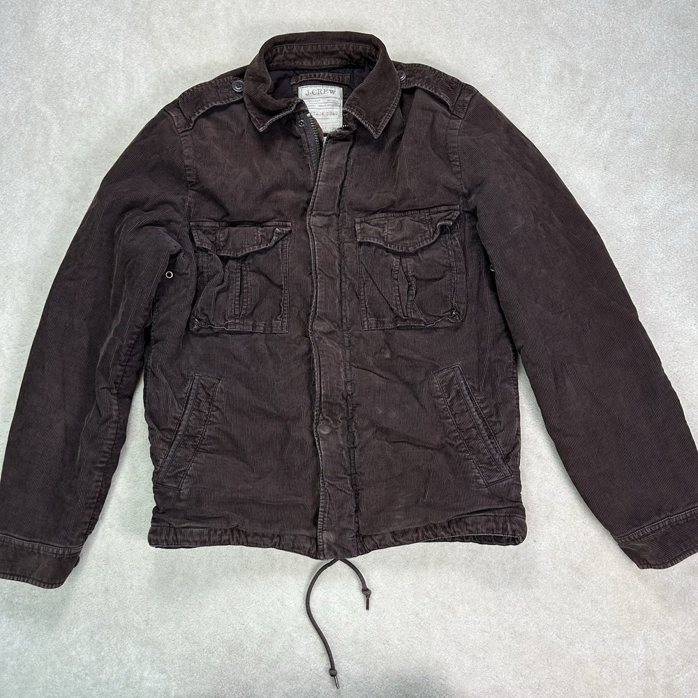 Vintage JCrew Jacket Mens Small Heavy Corduroy Lined Coat Outdoor Full Zip